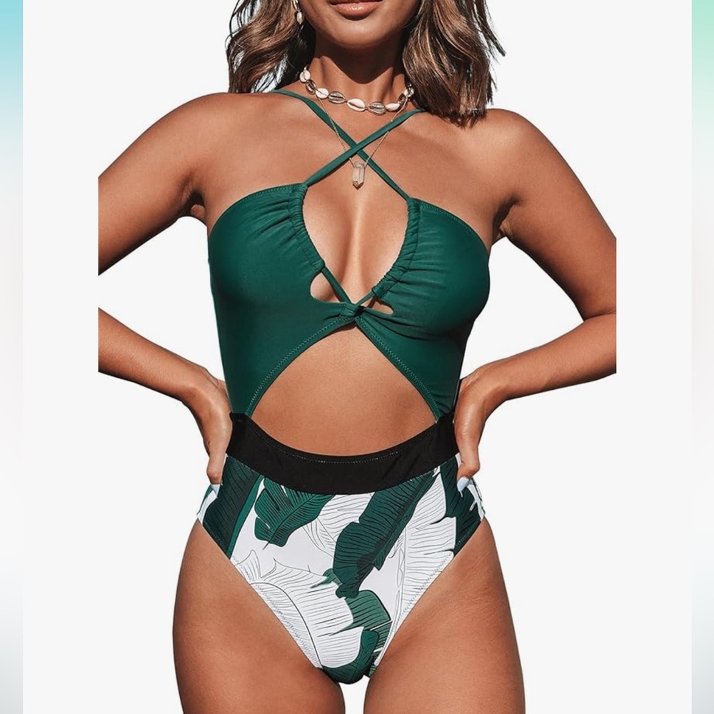 CUPSHE Women's One Piece Cutout Criss Cross Bathing Suit